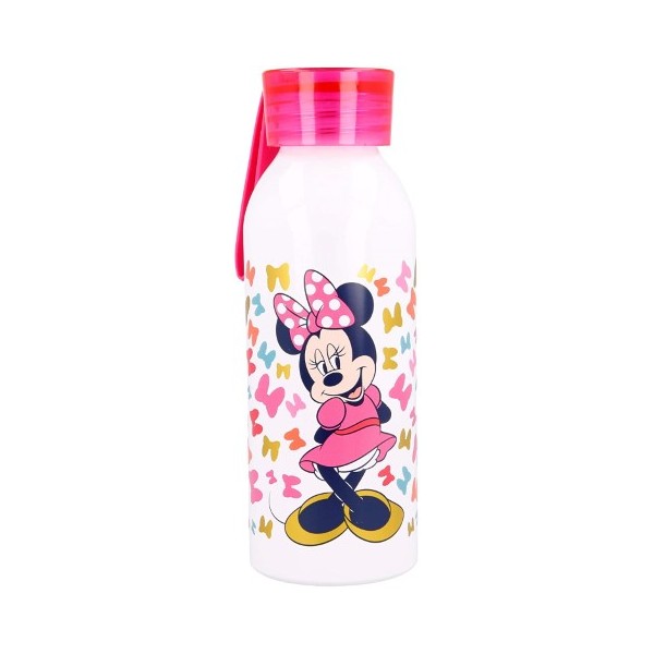 BOTELLA ALUMINIO MINNIE DISNEY CON COLGADOR DE SILICONA 510Ml.