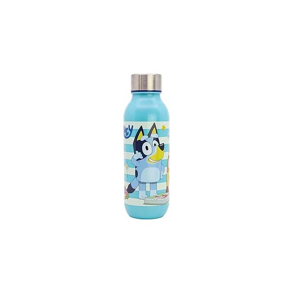 Botella de agua reutilizable infantil de plástico con tapón de acero y capacidad de 640 ml de Bluey