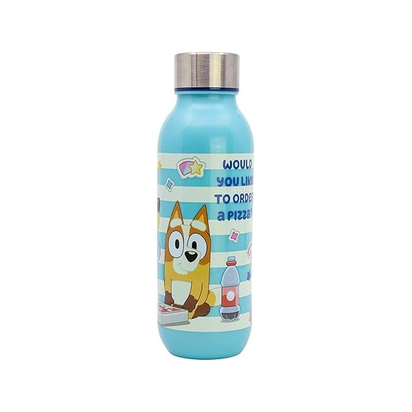 Botella de agua reutilizable infantil de plástico con tapón de acero y capacidad de 640 ml de Bluey