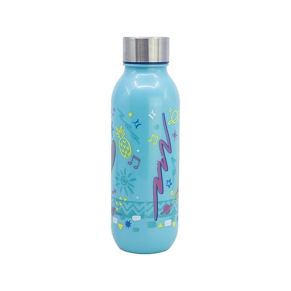 Botella de agua reutilizable infantil de plástico con tapón de acero y capacidad de 640 ml de Stitch