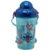 Botella infantil de plástico con pajita, tapa correa de 465 ml de Stitch