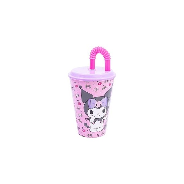 Stor Vaso Infantil Reutilizable con Tapa y Pajita de 430 ml de Kuromi