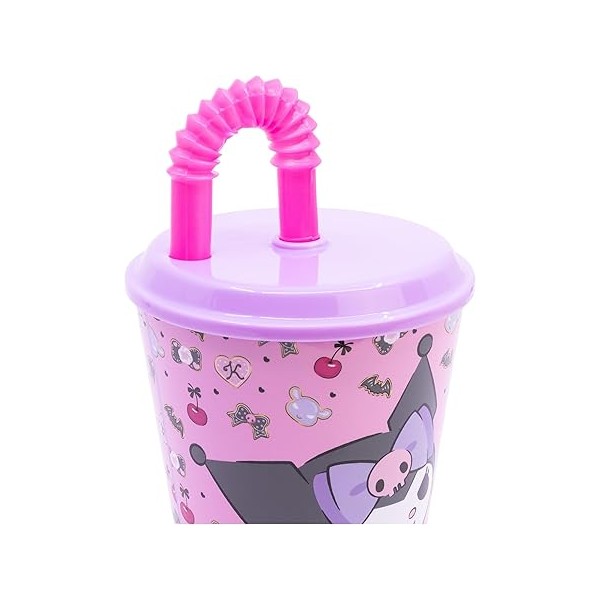 Stor Vaso Infantil Reutilizable con Tapa y Pajita de 430 ml de Kuromi