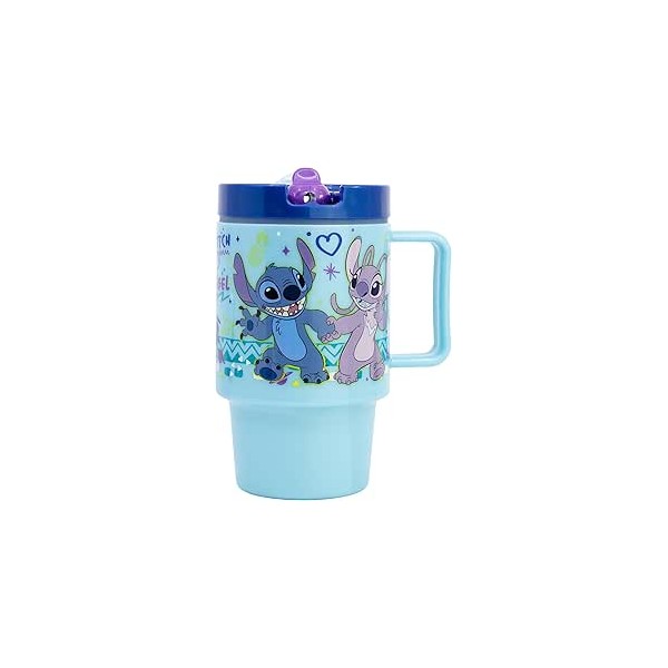 Taza infantil de plástico con tapa de 530 ml de Stitch