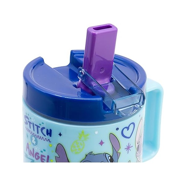 Taza infantil de plástico con tapa de 530 ml de Stitch