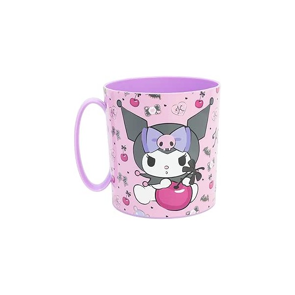 Taza infantil de plástico reutilizable para microondas de 390 ml de Kuromi