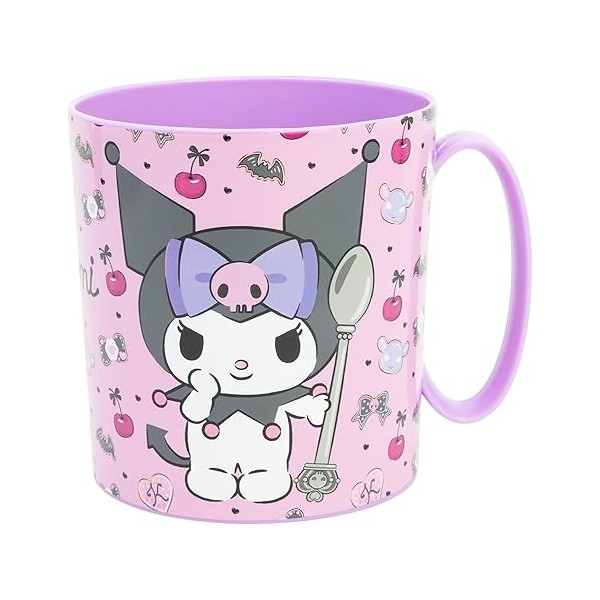 Taza infantil de plástico reutilizable para microondas de 390 ml de Kuromi