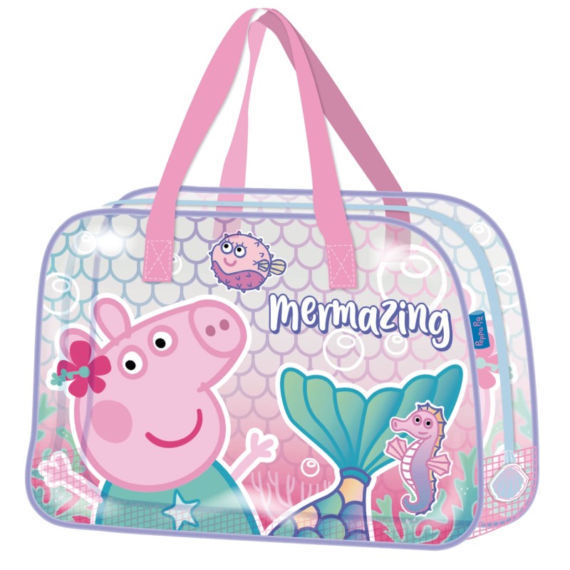 Bolsa Grande De Playa Transparente De 35X50X24Cm De Peppa Pig