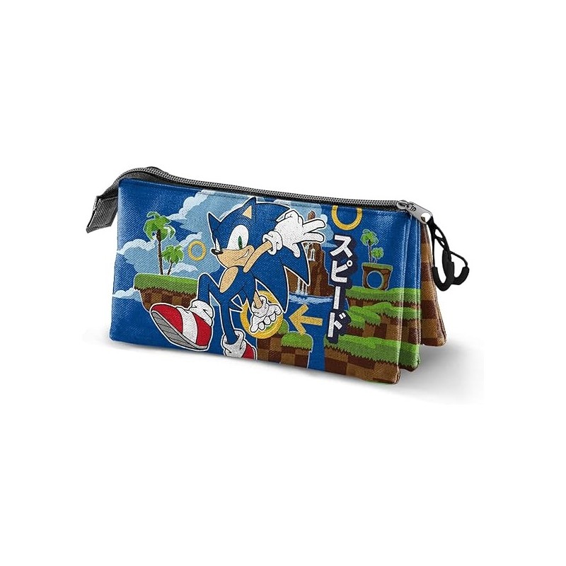 Estuche Portatodo Triple Sonic The Hedgehog - SEGA Greenhill 23 x 11 cm