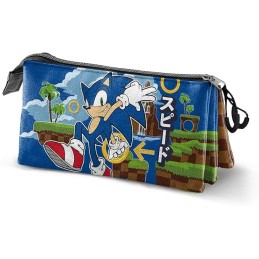 Estuche Portatodo Triple Sonic The Hedgehog - SEGA Greenhill 23 x 11 cm