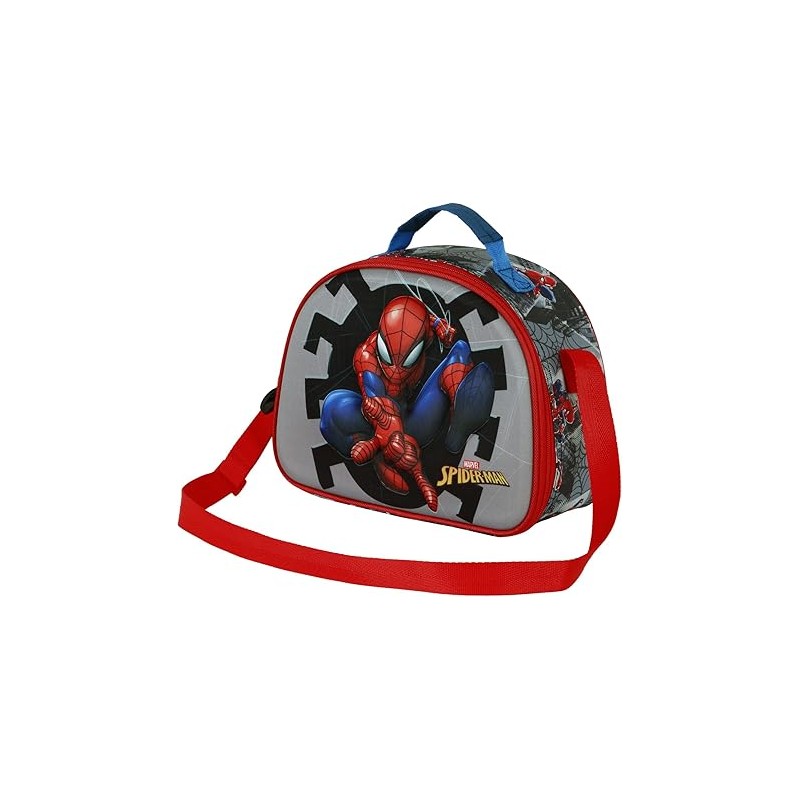 Bolsa Portamerienda 3D Unisex Kids, Gris Spiderman Marvel 10x26x20cm