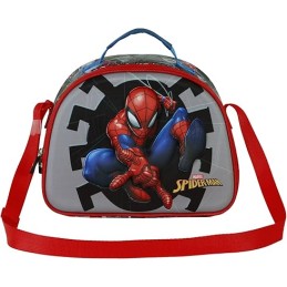 Bolsa Portamerienda 3D Unisex Kids, Gris Spiderman Marvel 10x26x20cm