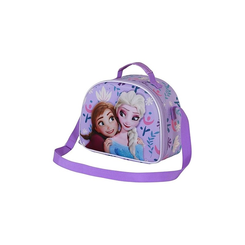 Bolsa Portamerienda 3D Unisex Kids, Lila Frozen 2 Disney 26 x 20 cm