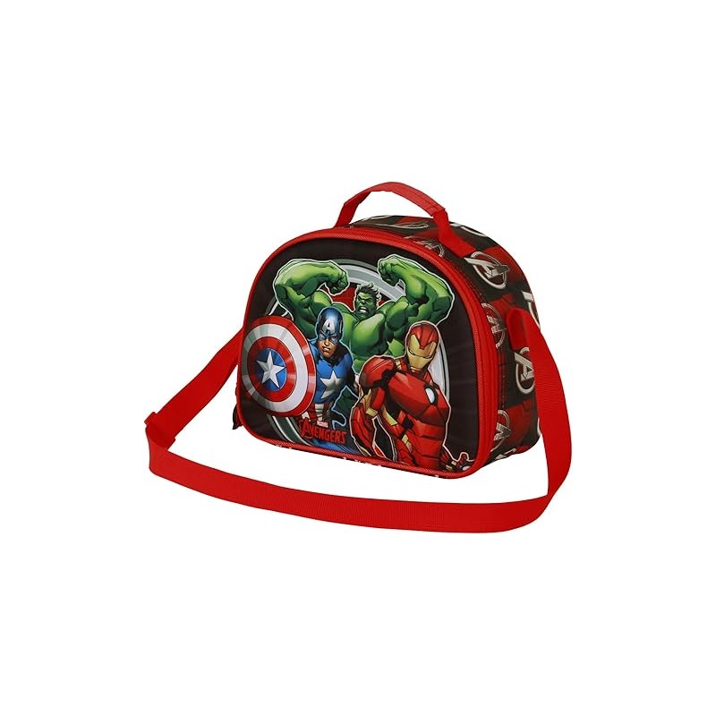 Bolsa Portamerienda 3D Unisex Kids, Rojo Los Vengadores Marvel 10x26x20cm