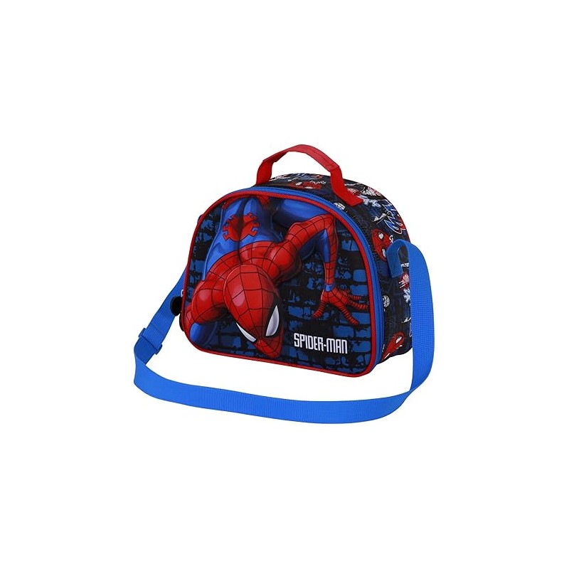 Bolsa Portamerienda 3D Unisex Kids, Rojo Spiderman Marvel 10x26x20cm