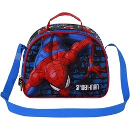 Bolsa Portamerienda 3D Unisex Kids, Rojo Spiderman Marvel 10x26x20cm