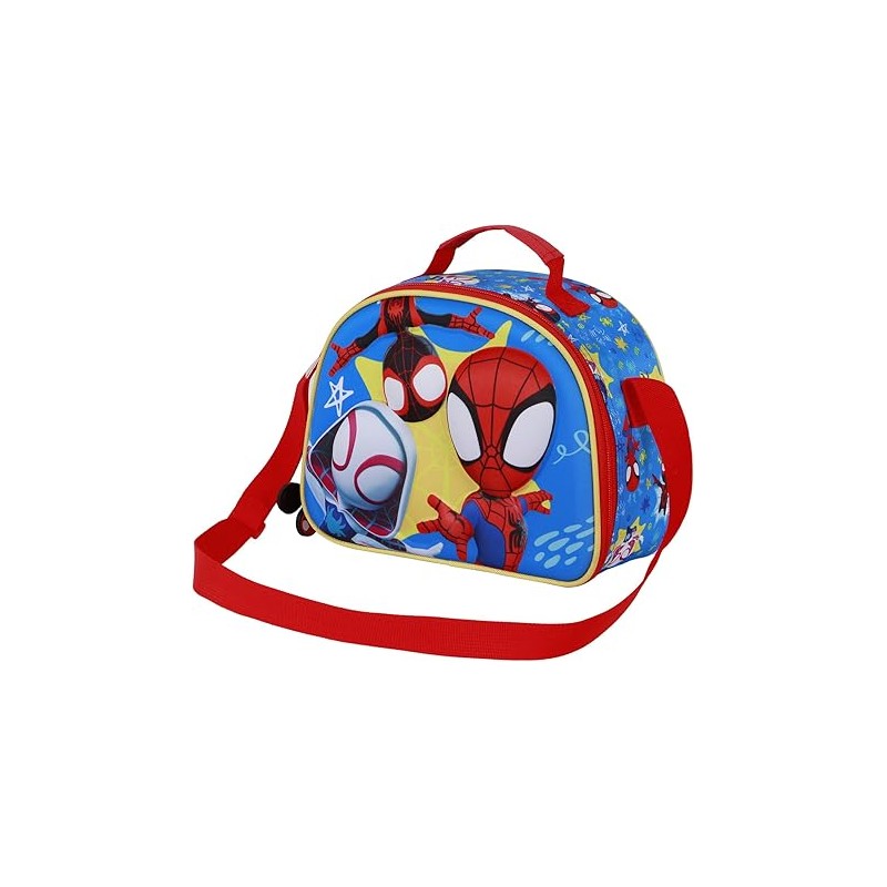 Bolsa Portamerienda 3D Unisex Kids, Rojo Spiderman Marvel 10x26x20cm