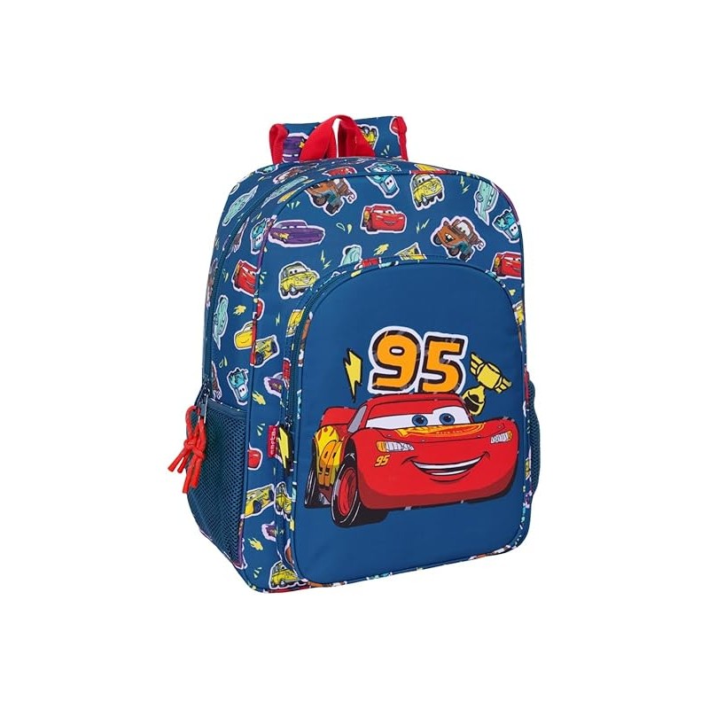 Mochila Escolar Niño Adaptable a Carro CARS RACING 33x14x42 cm