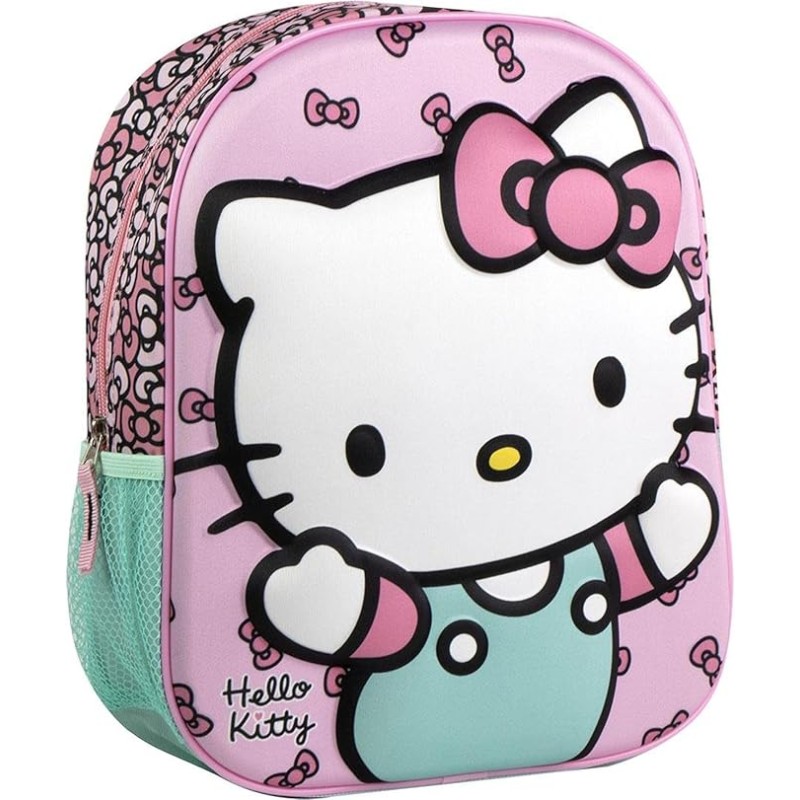 Mochila 3D Hello Kitty 31x25x10cm.