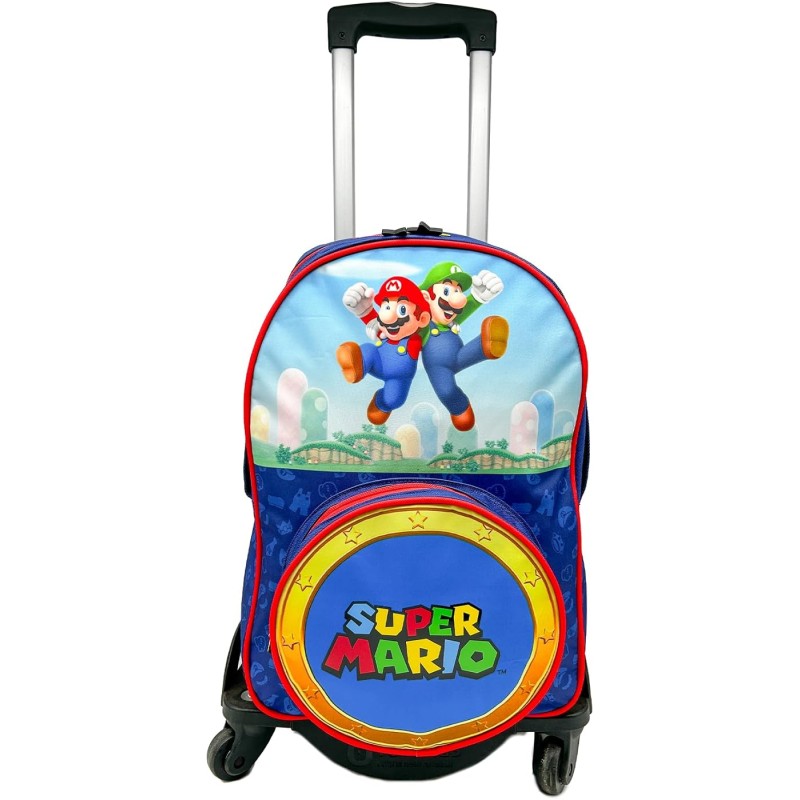 Mochila Super Mario Doble Compartimento + Carro Toybags 360º