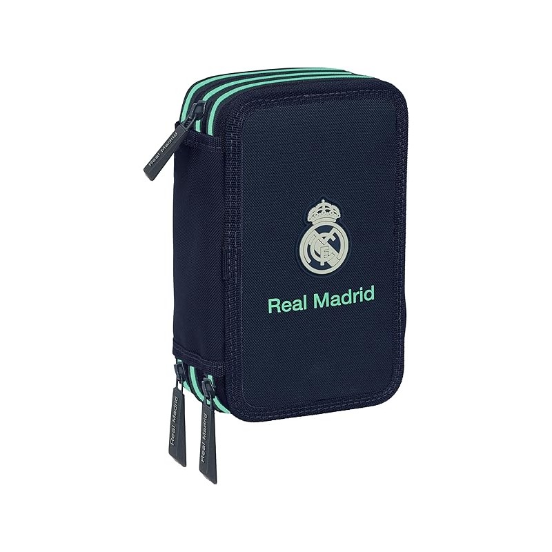 Plumier Triple Escolar con 37 Útiles Incluidos REAL MADRID 2ª EQUIPACIÓN 25/26 12.5x5.5x19.5 cm