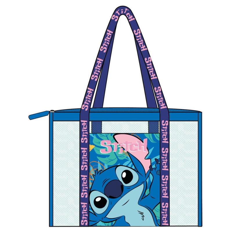 Bolsa Playa rejilla Stitch Disney 41x39x19cm.