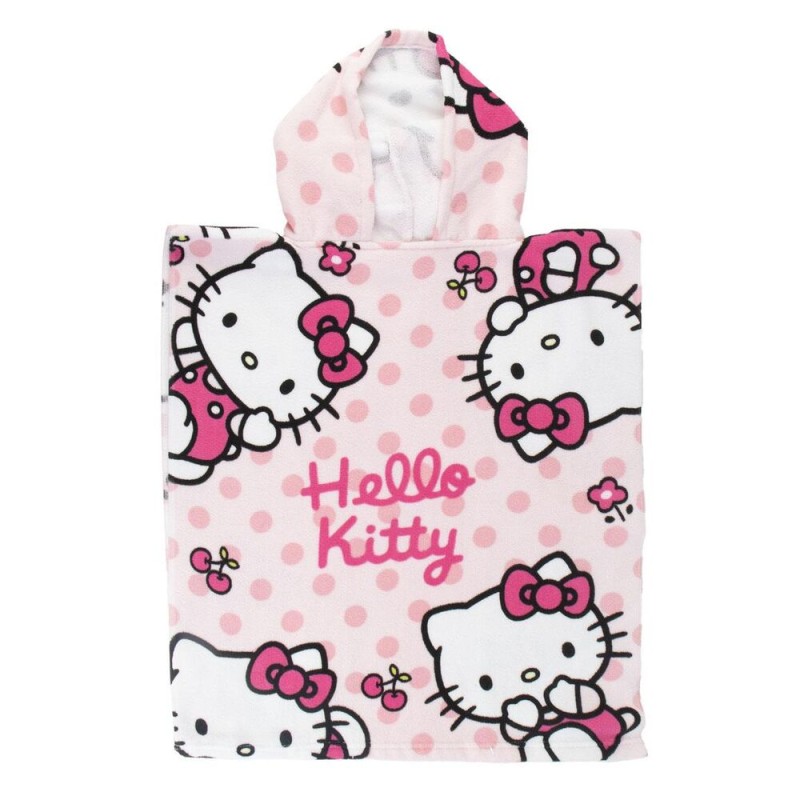 Poncho toalla Hello Kitty microfibra 50x115cm. 100% polyester. 250Gsm.