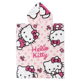 Poncho toalla Hello Kitty microfibra 50x115cm. 100% polyester. 250Gsm.