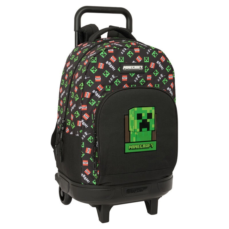 Mochila Gde. C/Ruedas Compact Extraible Minecraft 33X22X45 Cm