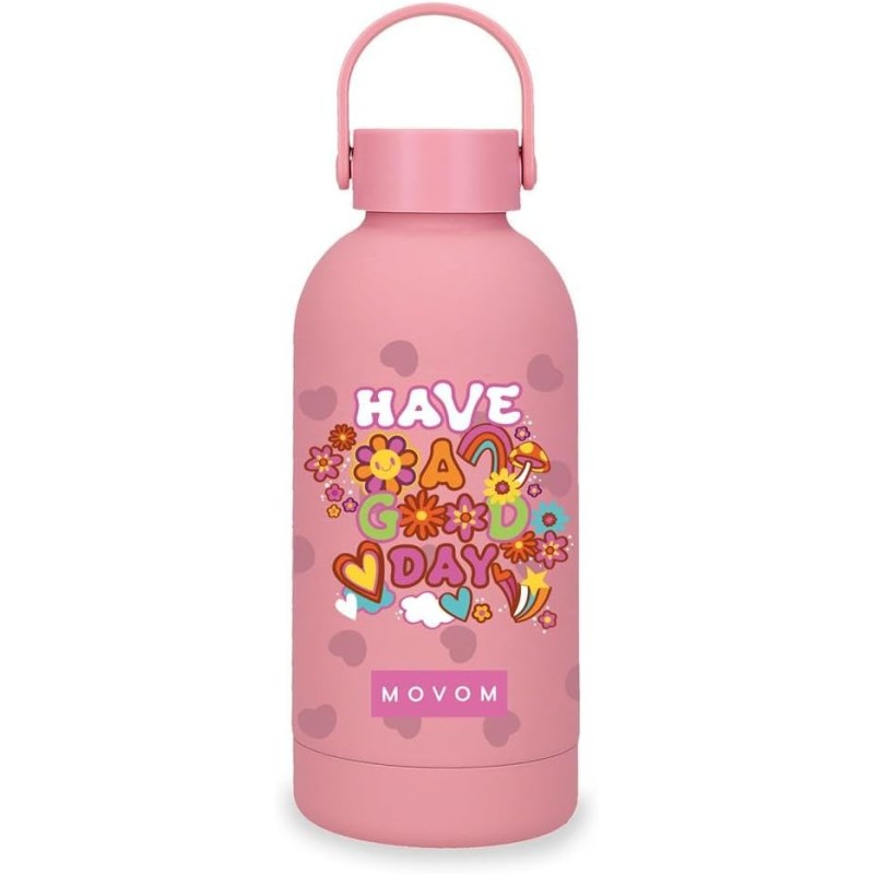 Botella Termica de Acero Inoxidable Rosa Movom Good Day 6,5x18,5x6,5 cms