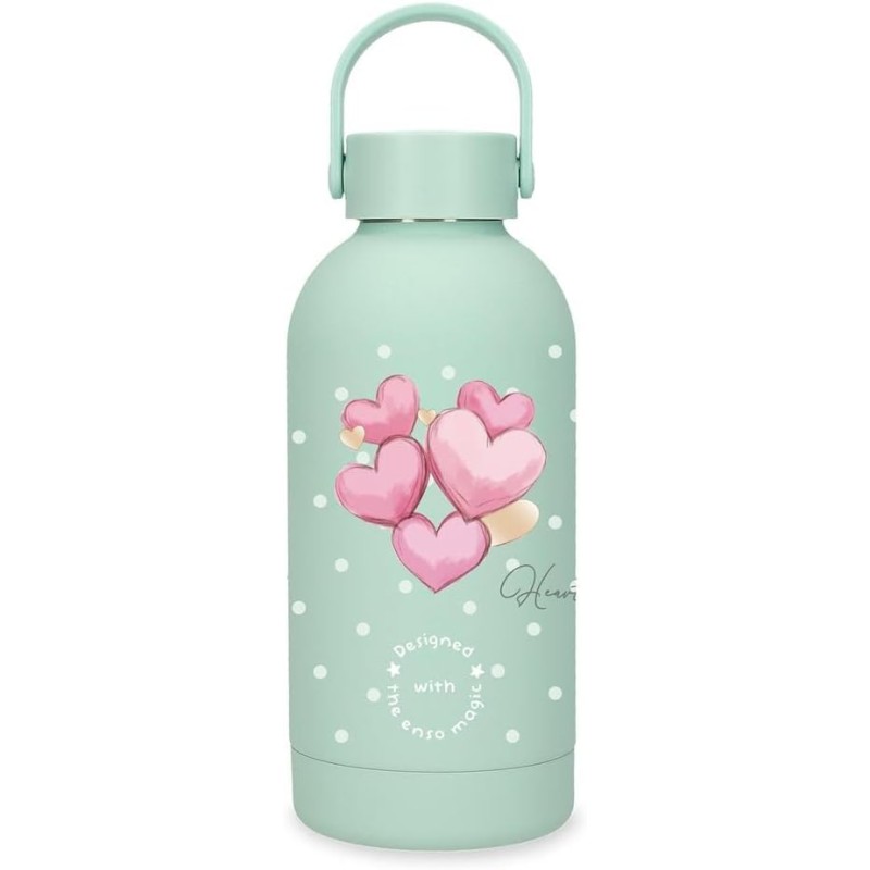 Botella Termica de Acero Inoxidable Verde Enso Hearts 350ml. 6,5x18,5x6,5 cms