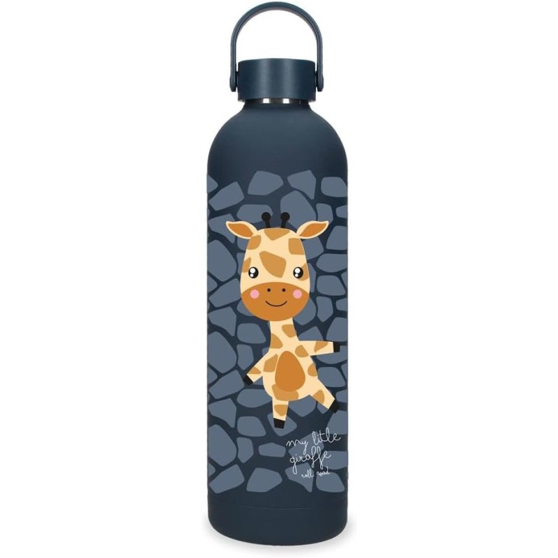 Botella Termica de Acero Inoxidable Azul Roll Road Happy Pets 750ml 7x26,5x7 cms