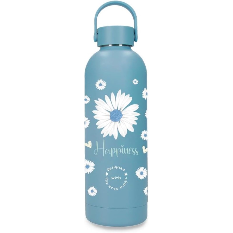 Botella Termica de Acero Inoxidable Azul Enso Happiness 500ml 7,4x23,5x7,4 cms
