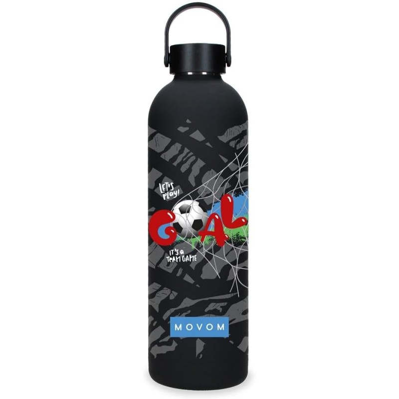 Botella Termica de Acero Inoxidable Negro Movom Offside 7x26,5x7 cms