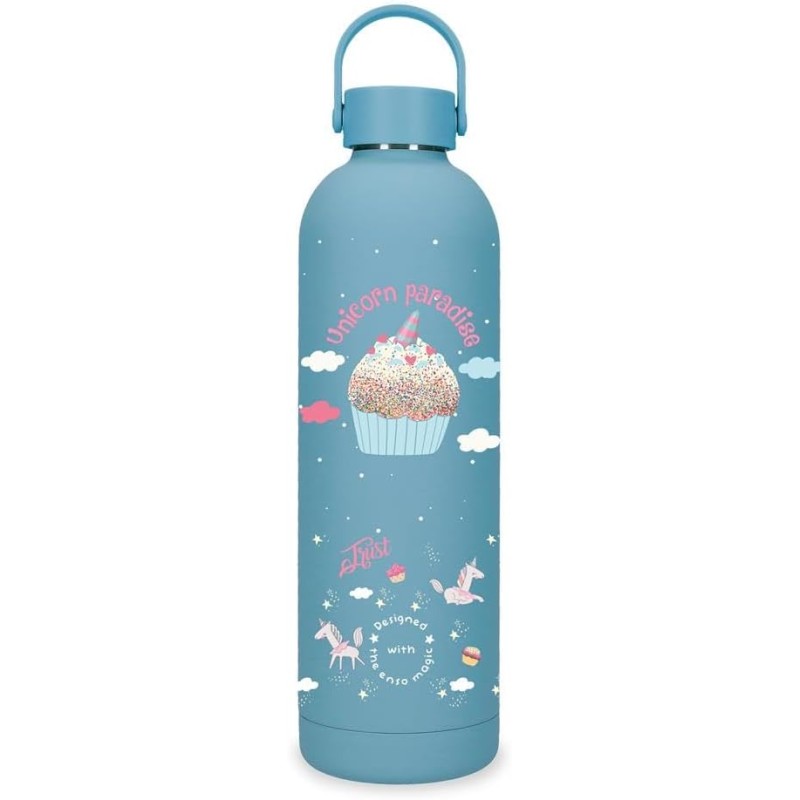 Botella Termica de Acero Inoxidable Azul Enso Unicorn Paradise 750ml 7x26,5x7 cms