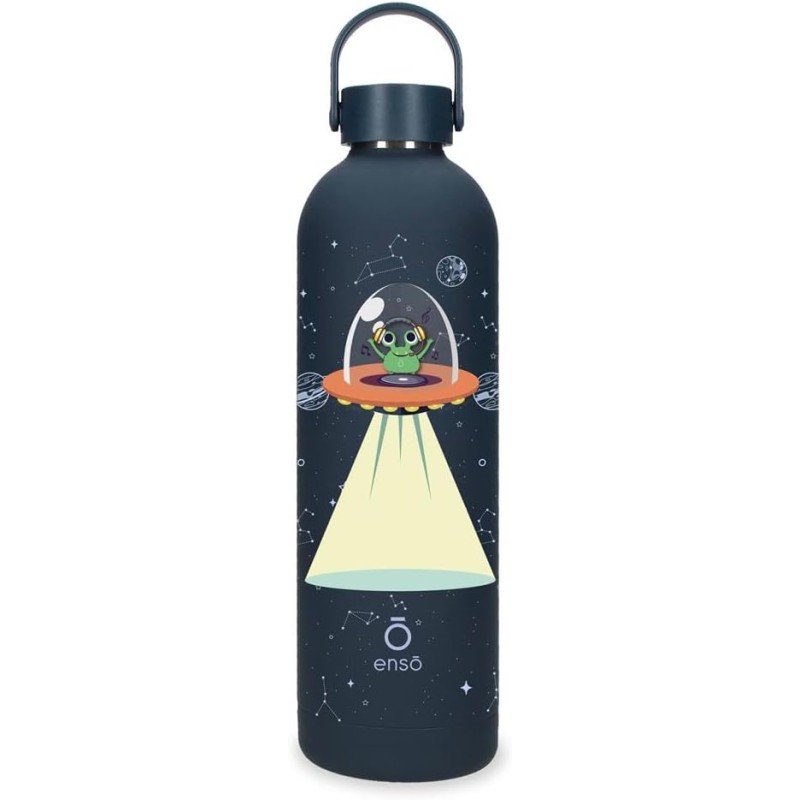 Botella Termica de Acero Inoxidable Negro Enso Magical 7x26,5x7 cms