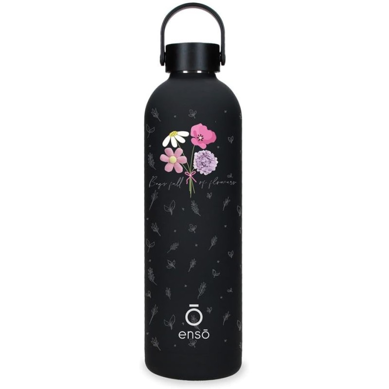 Botella Termica de Acero Inoxidable Negro Enso Magical 7x26,5x7 cms
