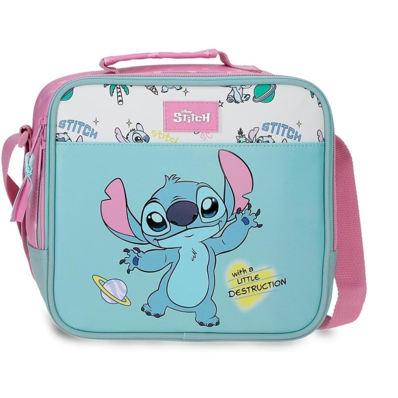 Neceser Adaptable Stitch Little Destruction Bandolera Turquesa Verde 23x23x11 cm