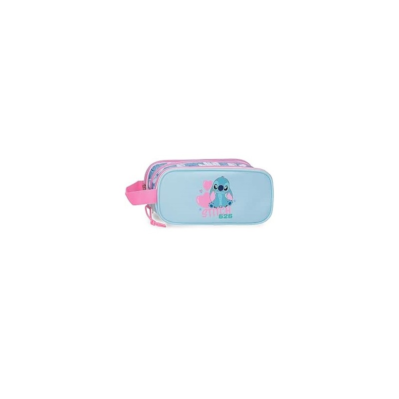Estuche Triple Azul Joumma Disney Stitch Hearts 22x10x9 cms Poliéster