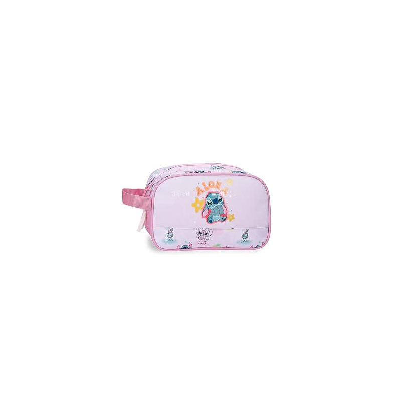 Neceser Dos Compartimentos Adaptable Malva Joumma Disney Stitch You & Me 26x16x12 cm Poliéster