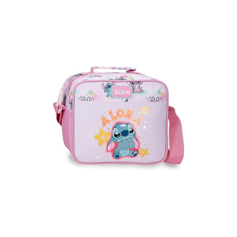 Neceser Adaptable con Bandolera Malva Joumma Disney Stitch You & Me 23x20x9 cm Poliéster