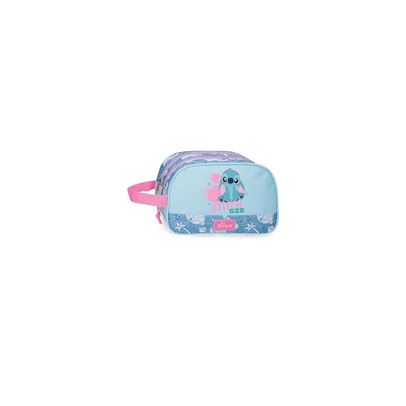 Neceser Dos Compartimentos Adaptable Azul Joumma Disney Stitch Hearts 26x16x11 cms Poliéster