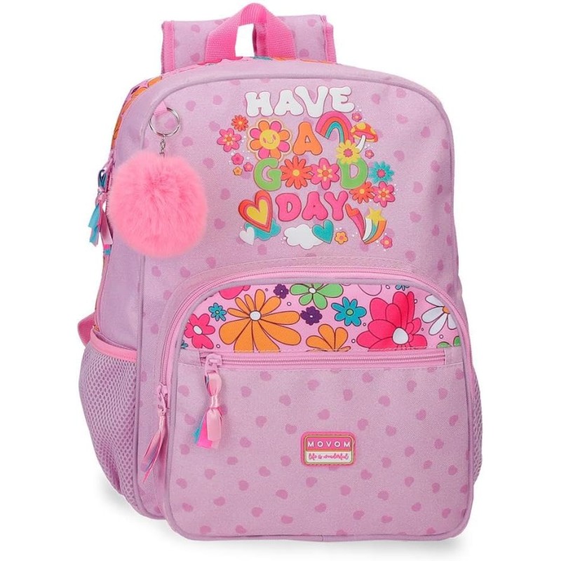 Mochila Escolar Adaptable a Carro Malva Movom Good Day 30x38x12 cm Poliéster 13,7L