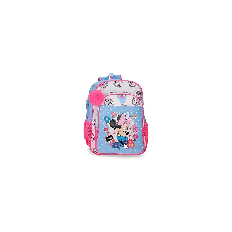 Mochila Escolar Adaptable a Carro Azul Claro Joumma Disney Minnie Flowers 30x40x13 cm Poliéster 15,6L