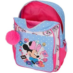 Mochila Escolar Adaptable a Carro Azul Claro Joumma Disney Minnie Flowers 30x40x13 cm Poliéster 15,6L