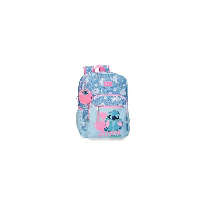 Mochila Escolar 15" Azul Joumma Disney Stitch Hearts 30x38x12 cms Poliéster 13,68L