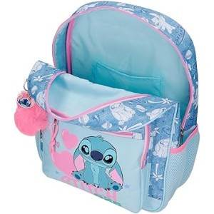 Mochila Escolar 15" Azul Joumma Disney Stitch Hearts 30x38x12 cms Poliéster 13,68L