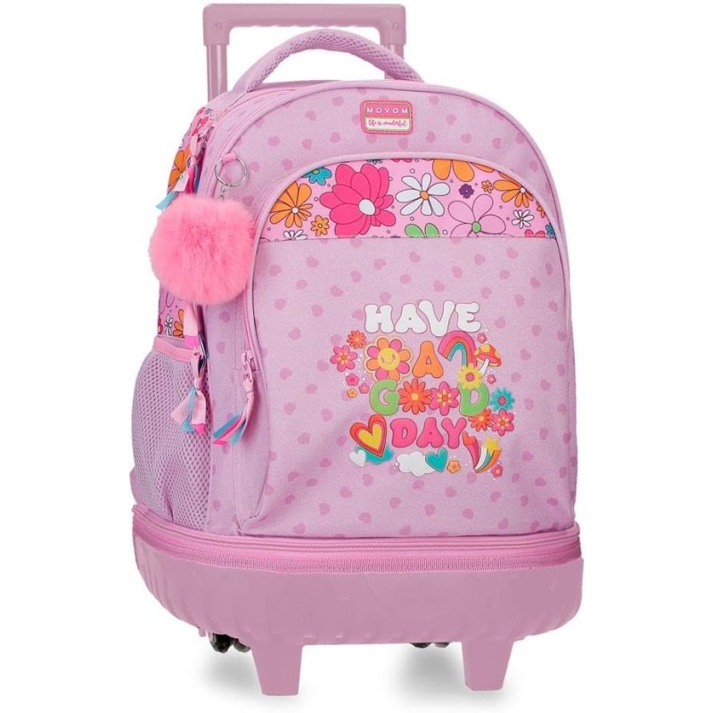 Mochila Compact Desmontable 2 Ruedas Malva Movom Good Day 32x45x21 cm Poliéster 30,2L