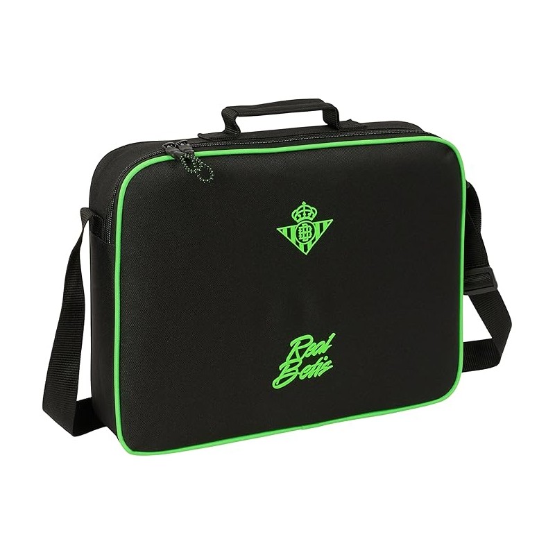 Cartera Extraescolares,REAL BETIS BALOMPIÉ - Maletín Portatodo, Bandolera, Cómoda y Versátil, Calidad y Resistencia, 38x6x28 cm
