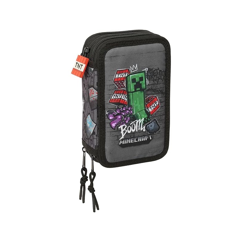 Estuche Escolar con 37 Útiles Incluidos, MINECRAFT GRAFFITI – Ideal para Niños de 5 a 14 Años, Cómodo y Versátil, Calidad y Resi